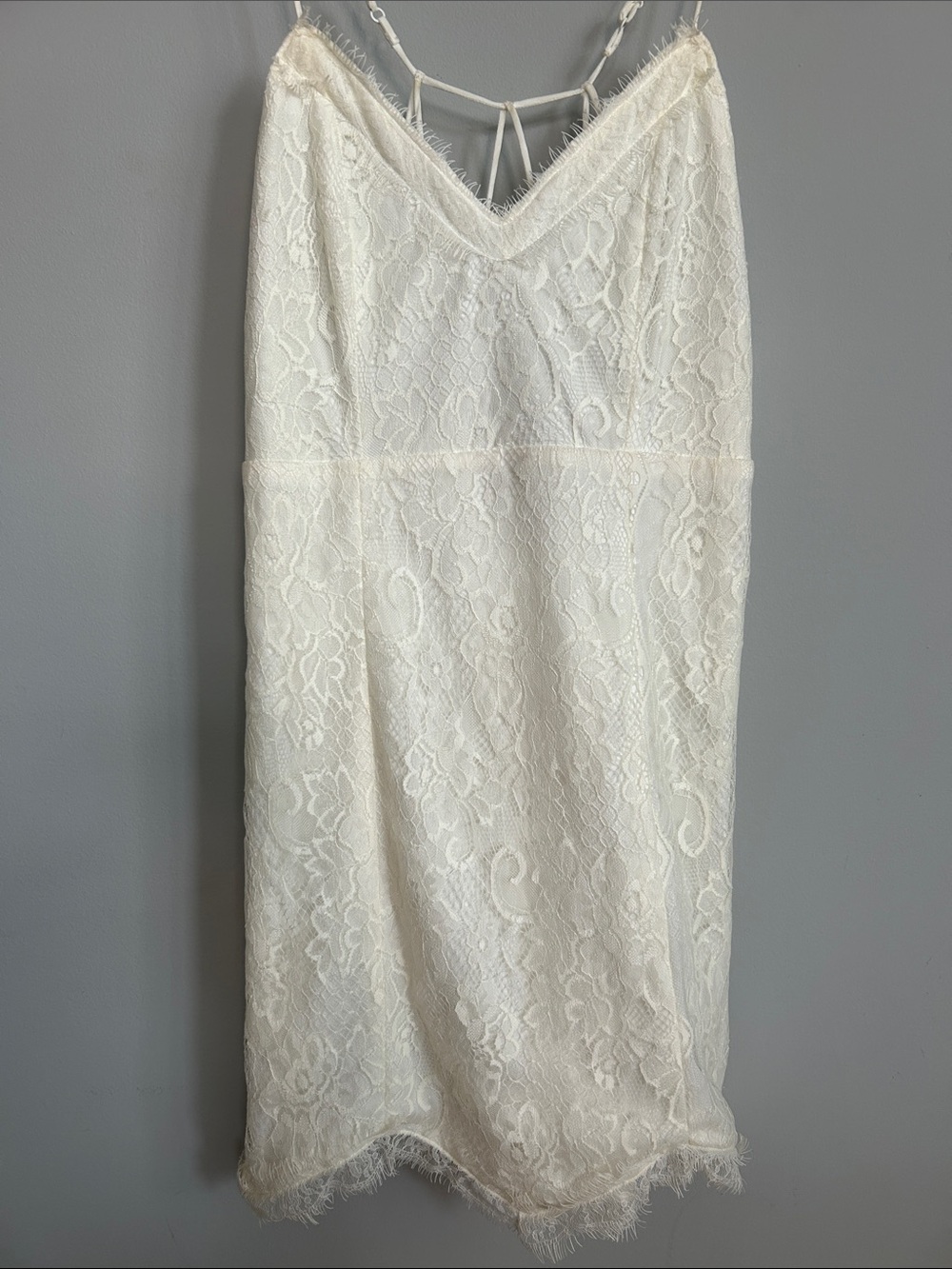 Delicate Ivory Lace Slip Dress